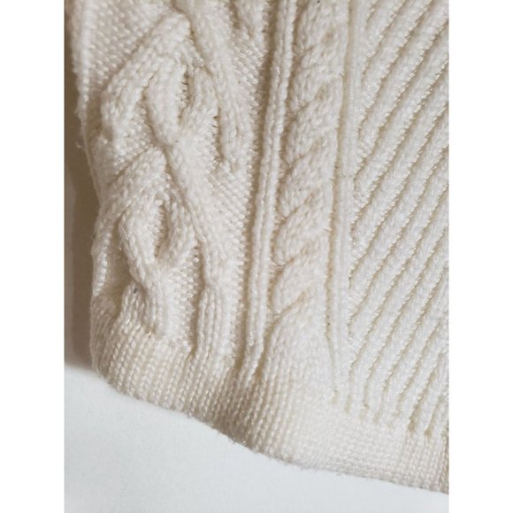 SWEATER KNIT TUNIC SIZE MEDIUM CABLE KNIT COWEL NECK LONG SLEEVE CREAM - Picture 7 of 14